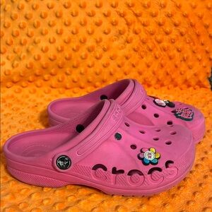 CROCS Kids Pink Slippers with Fun Charms